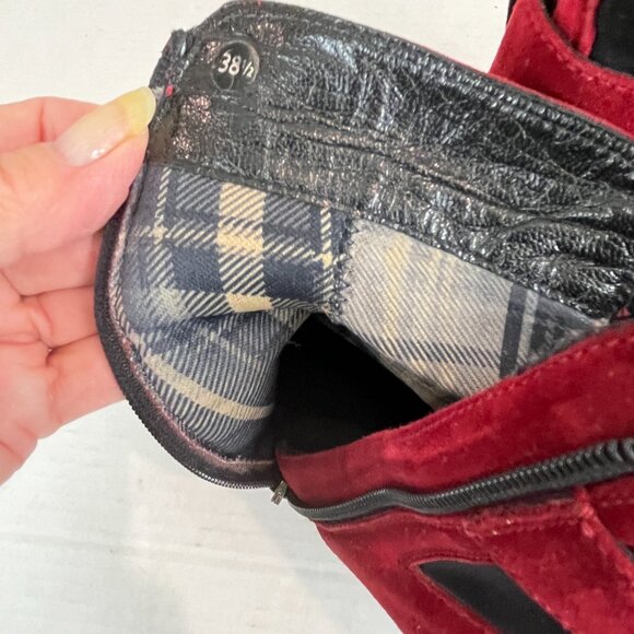 Women's Aquatalia Red Suede Heeled Bootie, Size 38.5 EU - Picture 14 of 15